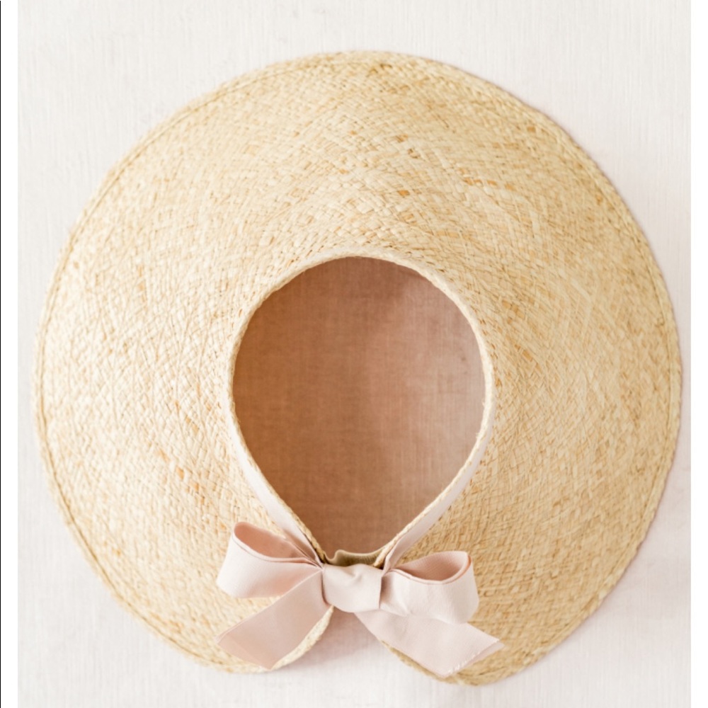 Rachel Parcell Natural Straw Sun Hat with Pink Bow